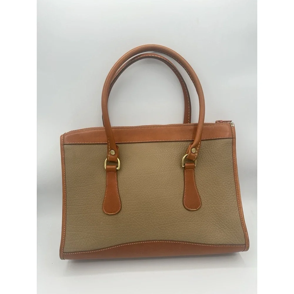 Dooney & Bourke Vintage Beige AWL Pebbled Leather Satchel Handbag
